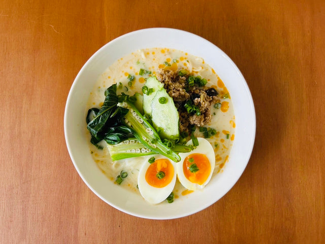 ［レシピ］豆乳だし冷やし麺 ナスと肉味噌と夏野菜